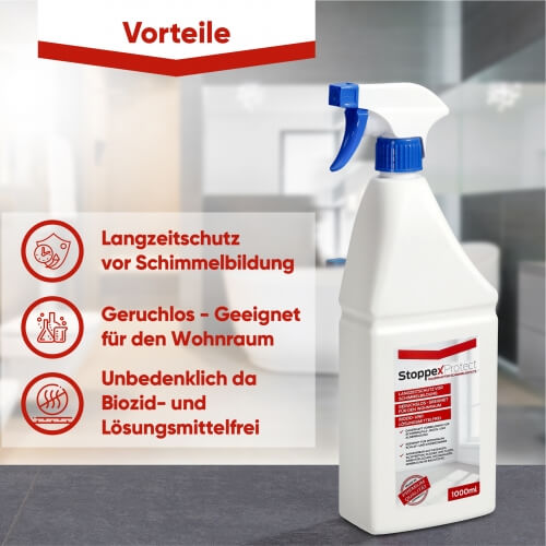 Prinox® Schimmelentferner Spray 500ml mit Hafteffekt inkl. 2  Schutzhandschuhe - Schimmelspray gegen Schimmel an Wand, Fugen, Tapete,  Textilien, Auto : : Drogerie & Körperpflege