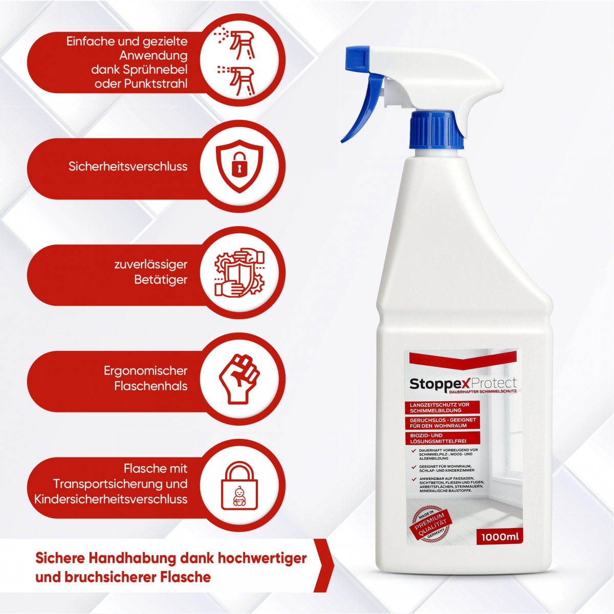 Vorteile der Flasche von Stoppex Protect